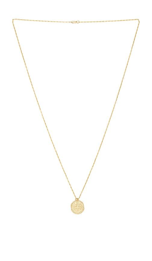 shashi medallion chain necklace in metallic gold.