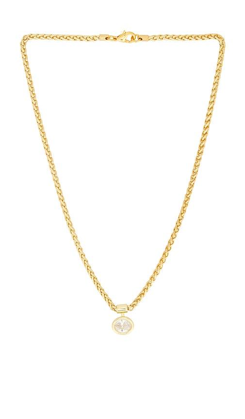 shashi olympia diamond necklaace in metallic gold.