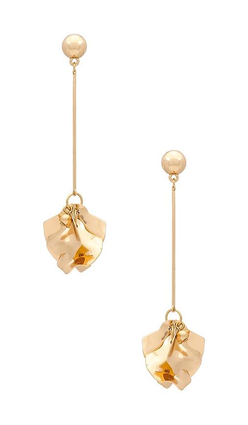 shashi petunia earrings in metallic gold.