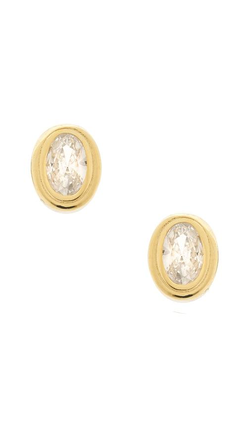 shashi regan stud earring in metallic gold.