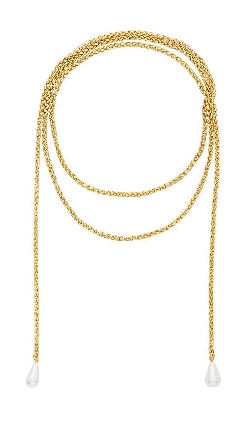 shashi rope chain scarf necklace in metallic gold.