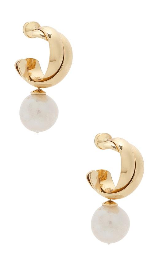 shashi ross pearl earring in metallic gold,white.