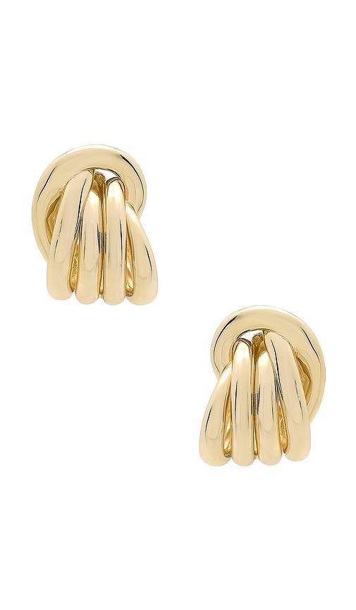 shashi roux earrings in metallic gold.