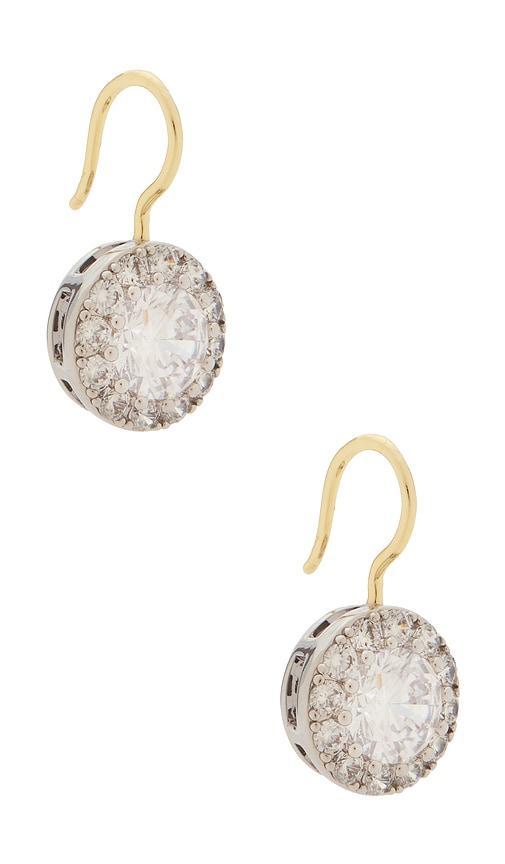 shashi two tone georgian cut hoop earring in metallic gold,metallic silver.