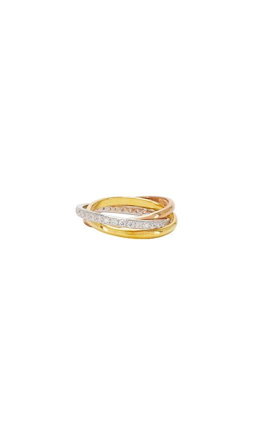 shashi vera pave ring in metallic gold,metallic silver. - size 5 (also in 6)