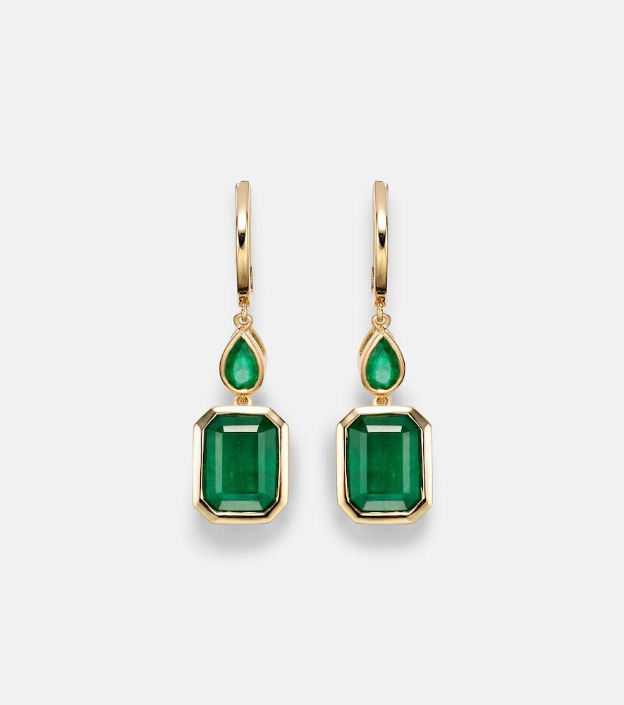 shay jewelry 18kt gold drop earrings with emeralds