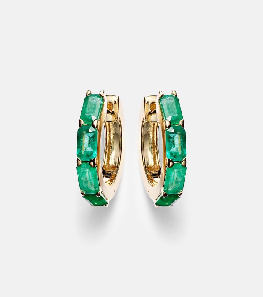 shay jewelry 18kt gold huggie earrings with emeralds