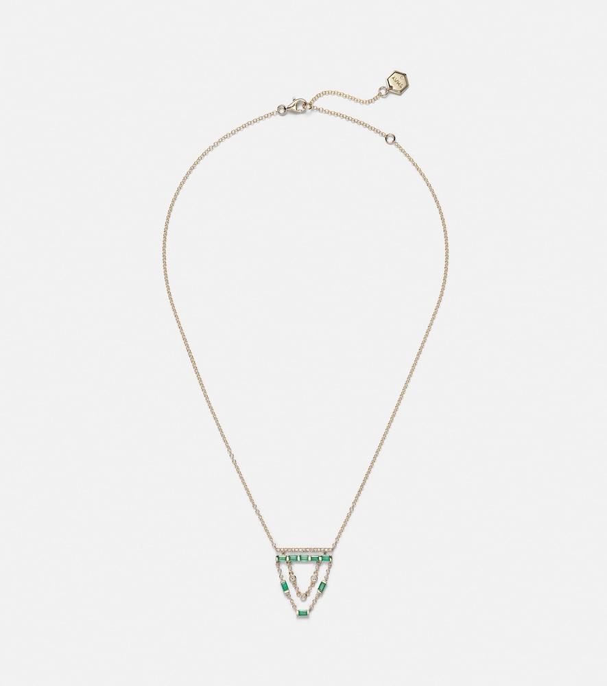 shay jewelry 18kt gold necklace with emeralds and diamonds