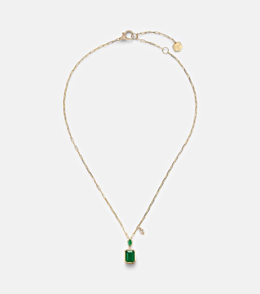 shay jewelry 18kt gold pendant necklace with emeralds and diamond