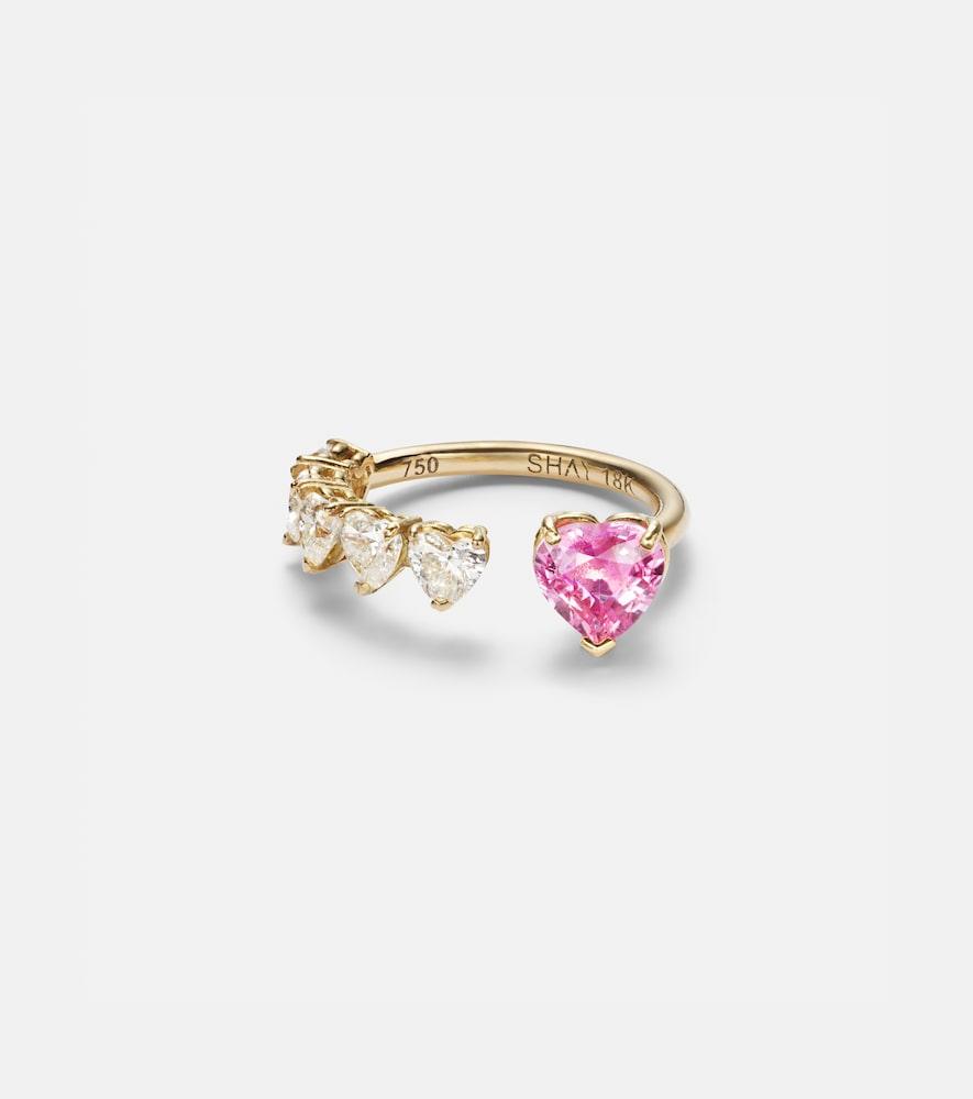 shay jewelry 18kt gold ring with sapphire and diamonds