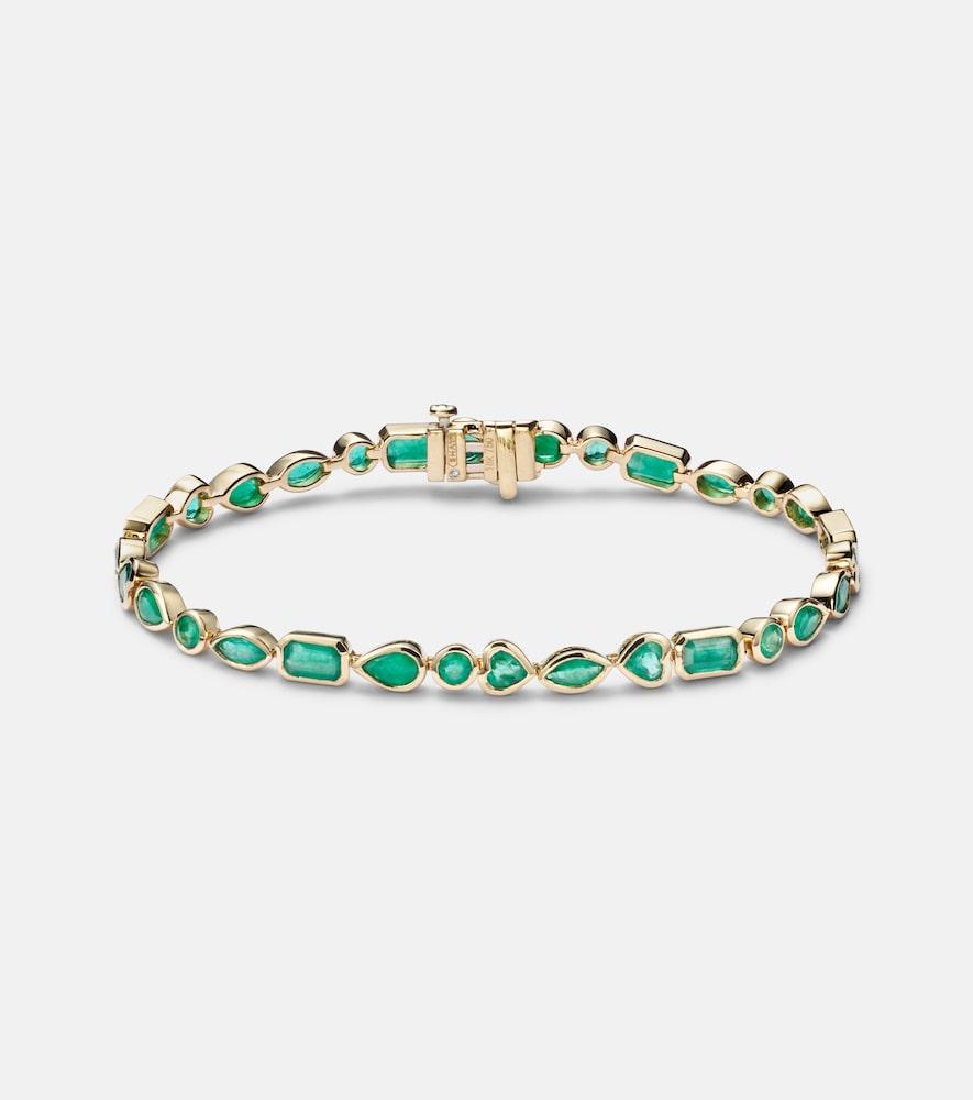 shay jewelry 18kt gold tennis bracelet with emeralds