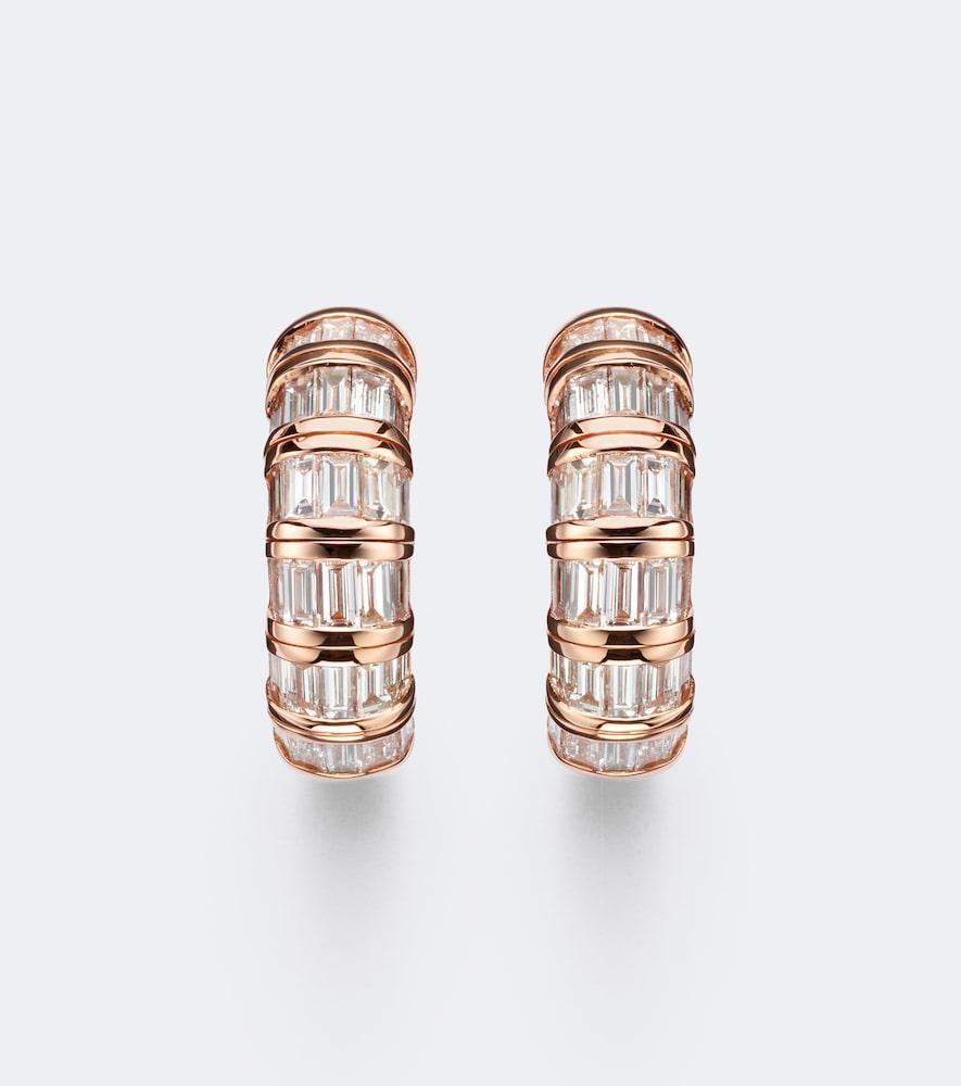 shay jewelry 18kt rose gold huggie earrings with diamonds