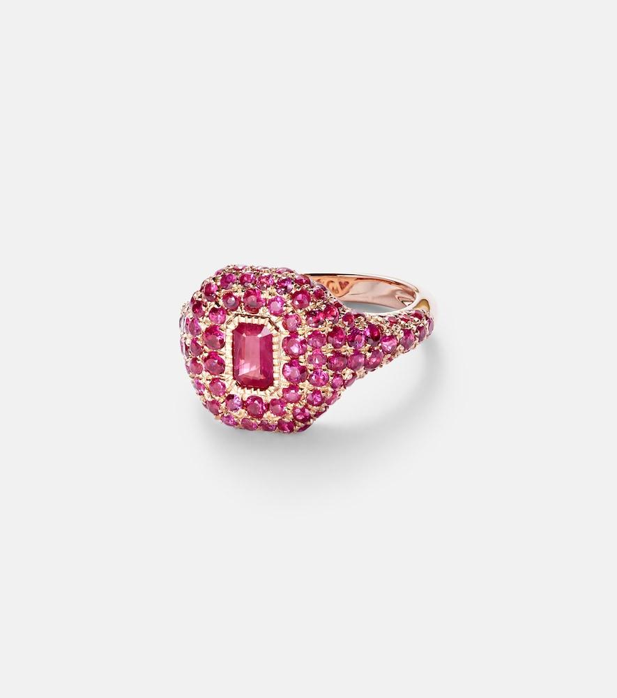 shay jewelry 18kt rose gold pinky ring with rubies