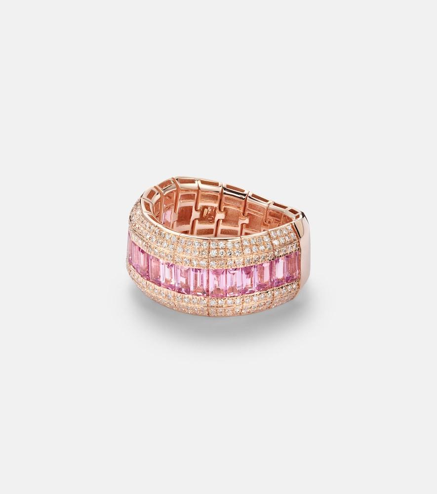 shay jewelry 18kt rose gold ring with pink sapphire and diamonds