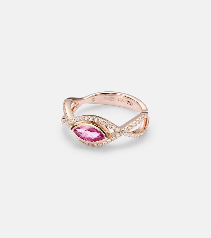 shay jewelry 18kt rose gold ring with sapphire and diamonds