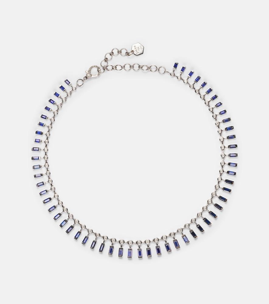 shay jewelry 18kt white gold choker with sapphires and diamonds