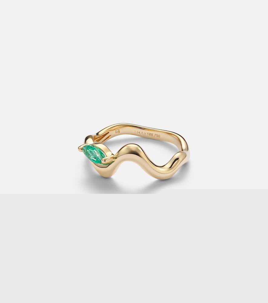 shay jewelry 18kt yellow gold ring with emeralds