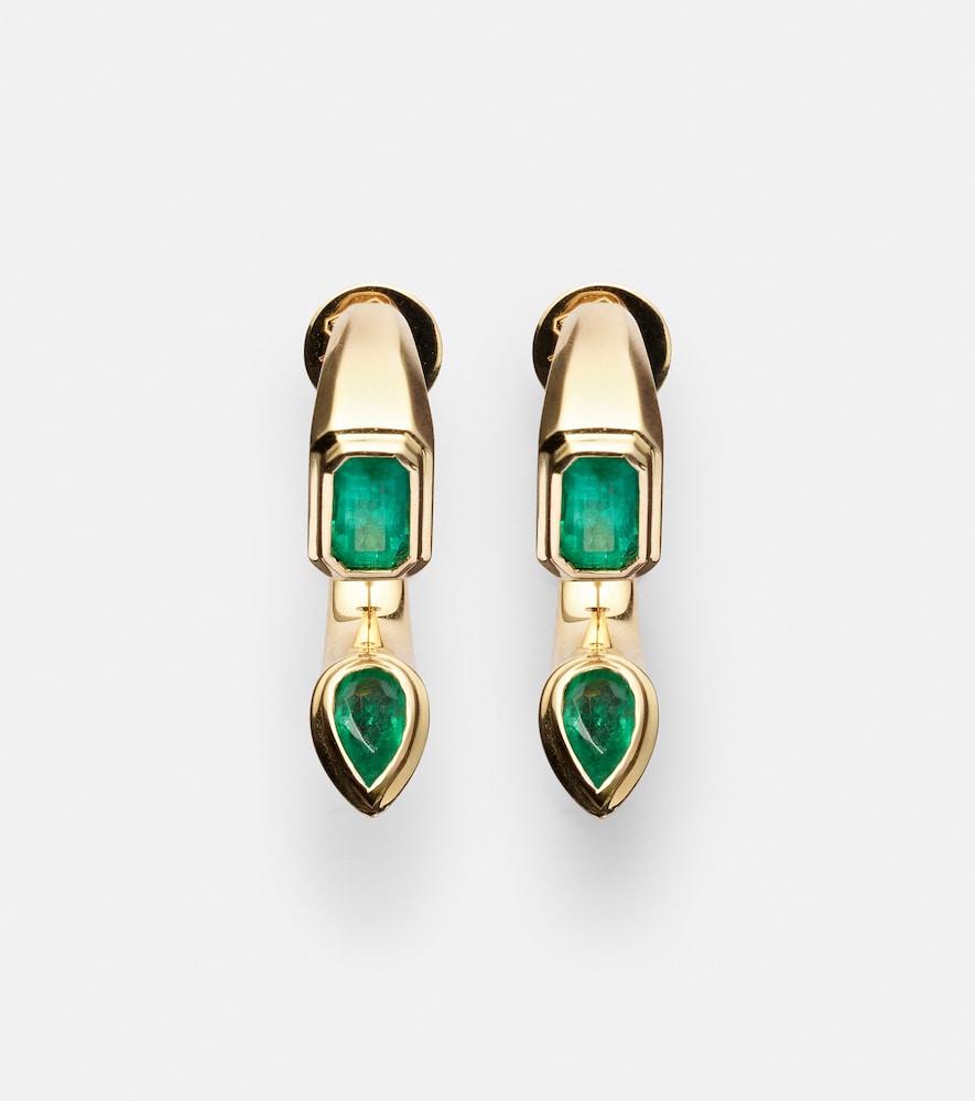 shay jewelry bypass 18kt gold earrings with emeralds