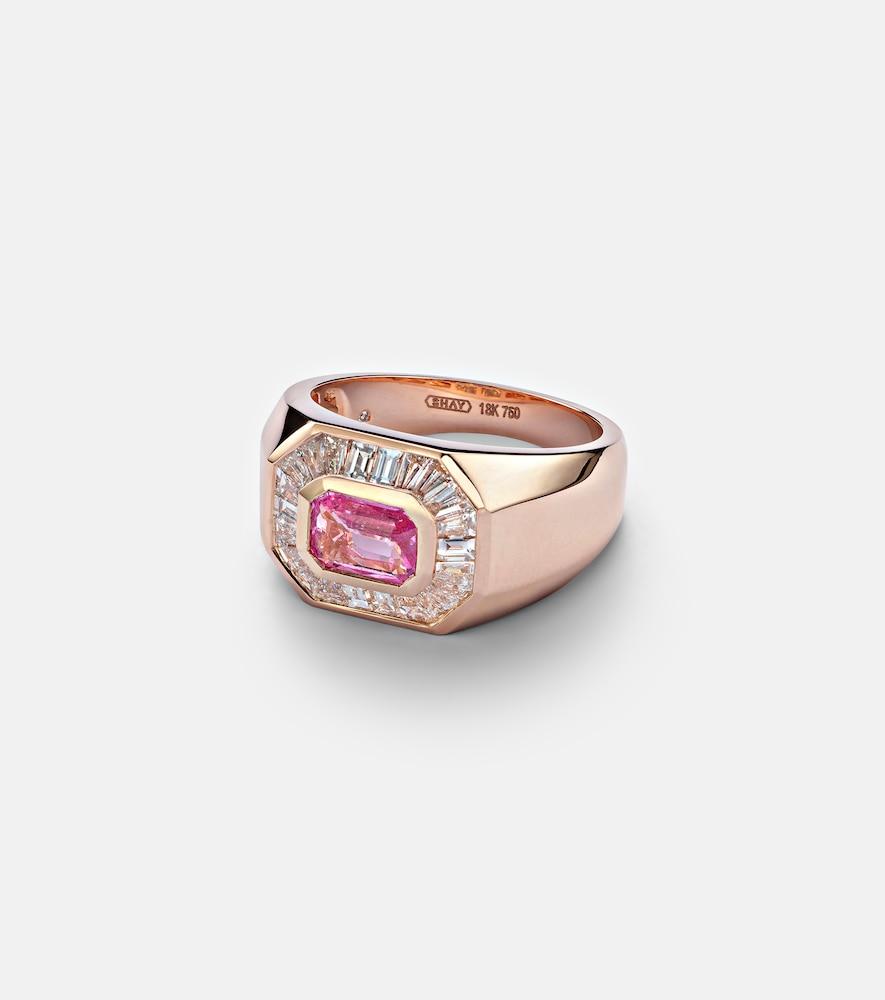shay jewelry championship 18kt rose gold ring with sapphire and diamonds