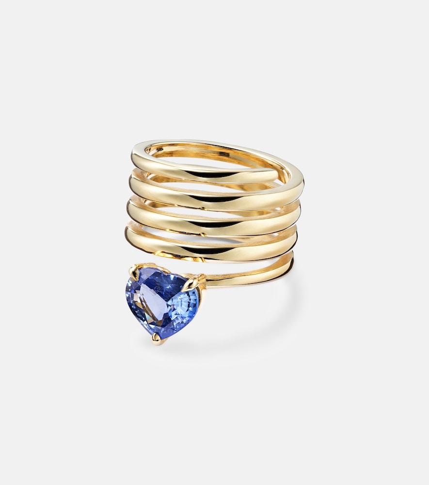 shay jewelry heart spiral 18kt gold ring with sapphire