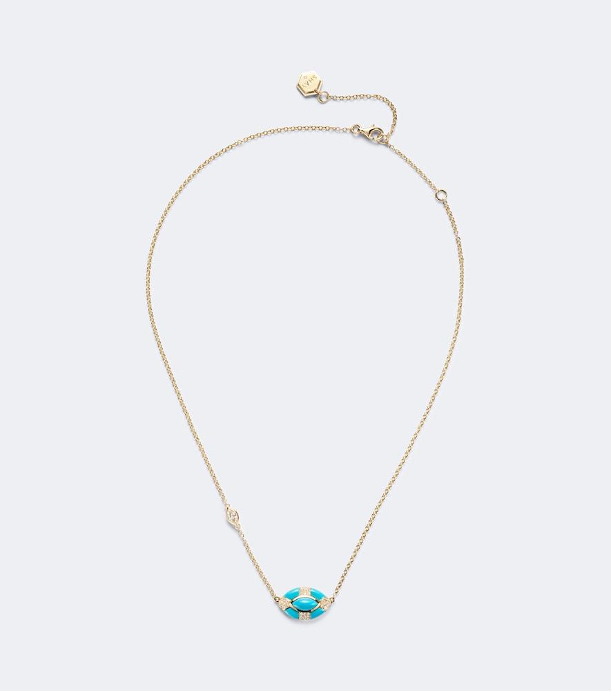 shay jewelry riviera 18kt gold necklace with turquoise and diamonds