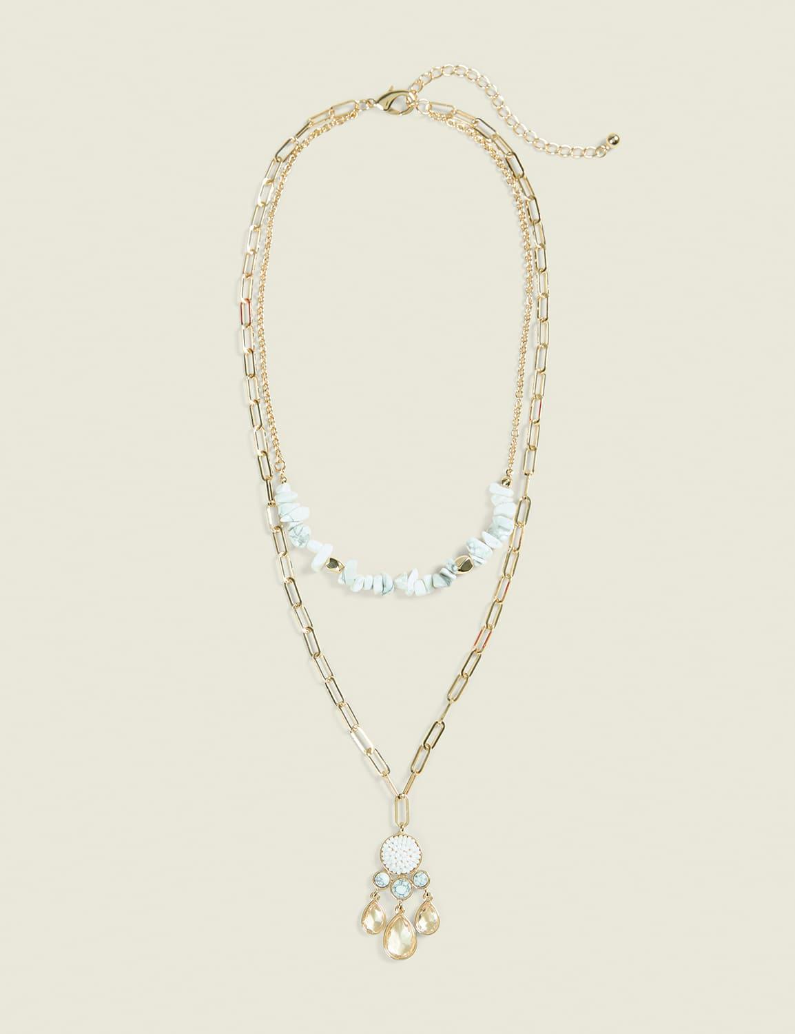 shell & tiered tassel multi-row necklace