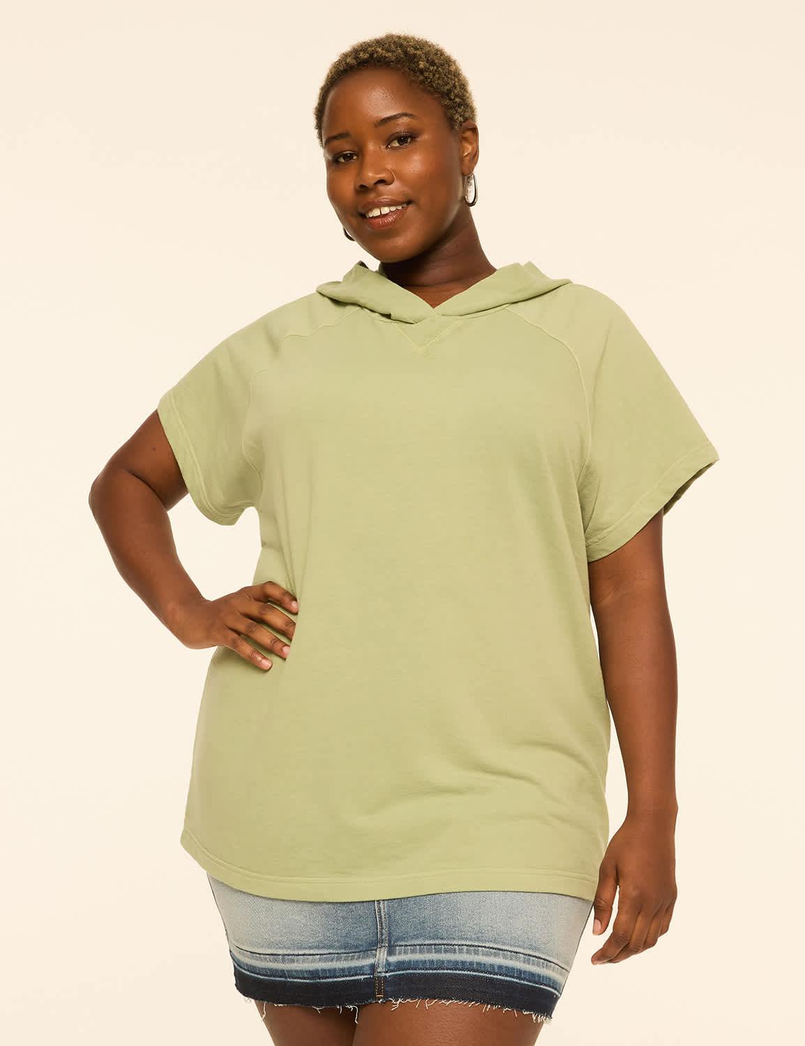 short-sleeve french terry hoodie