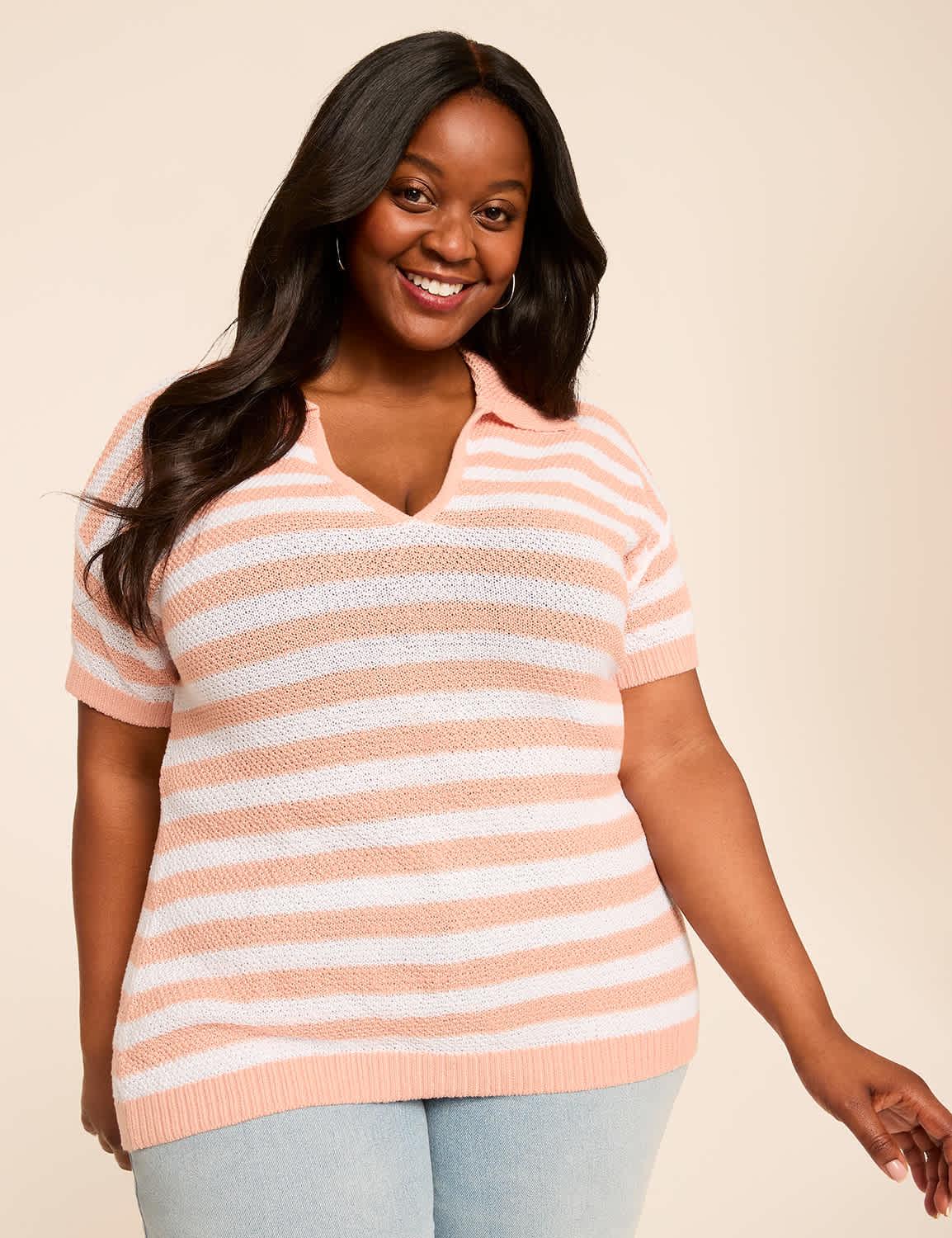 short-sleeve polo pullover sweater