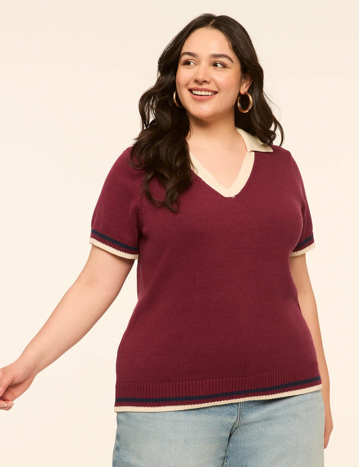 short-sleeve polo sweater