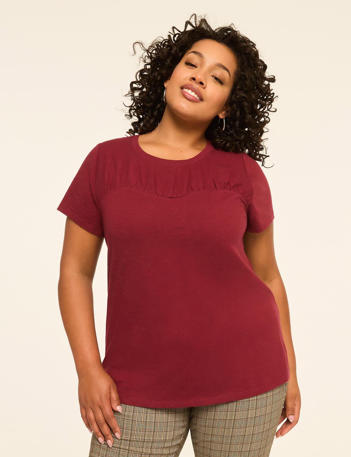 short-sleeve sweetheart-seamed top