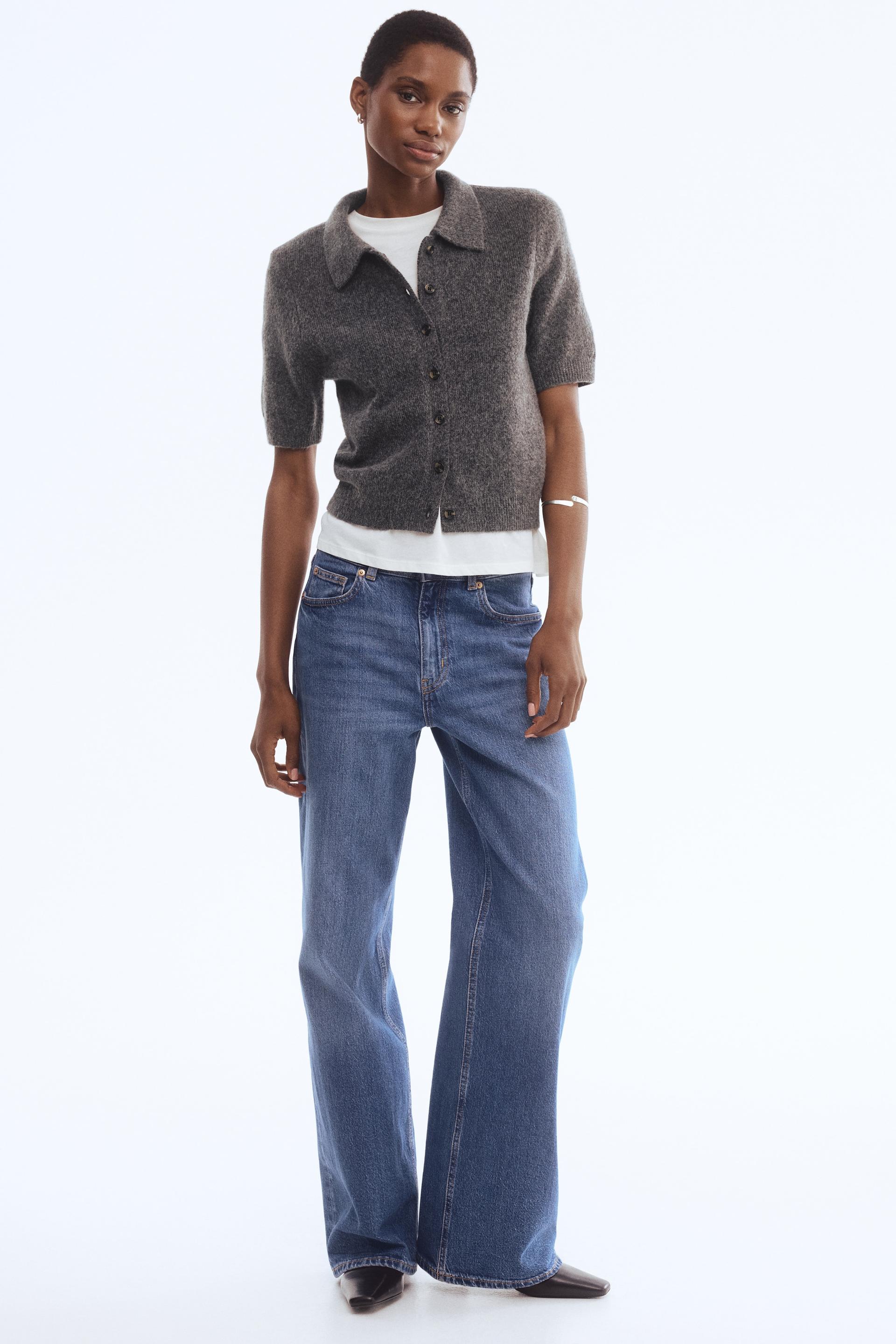 short-sleeved cardigan with collar