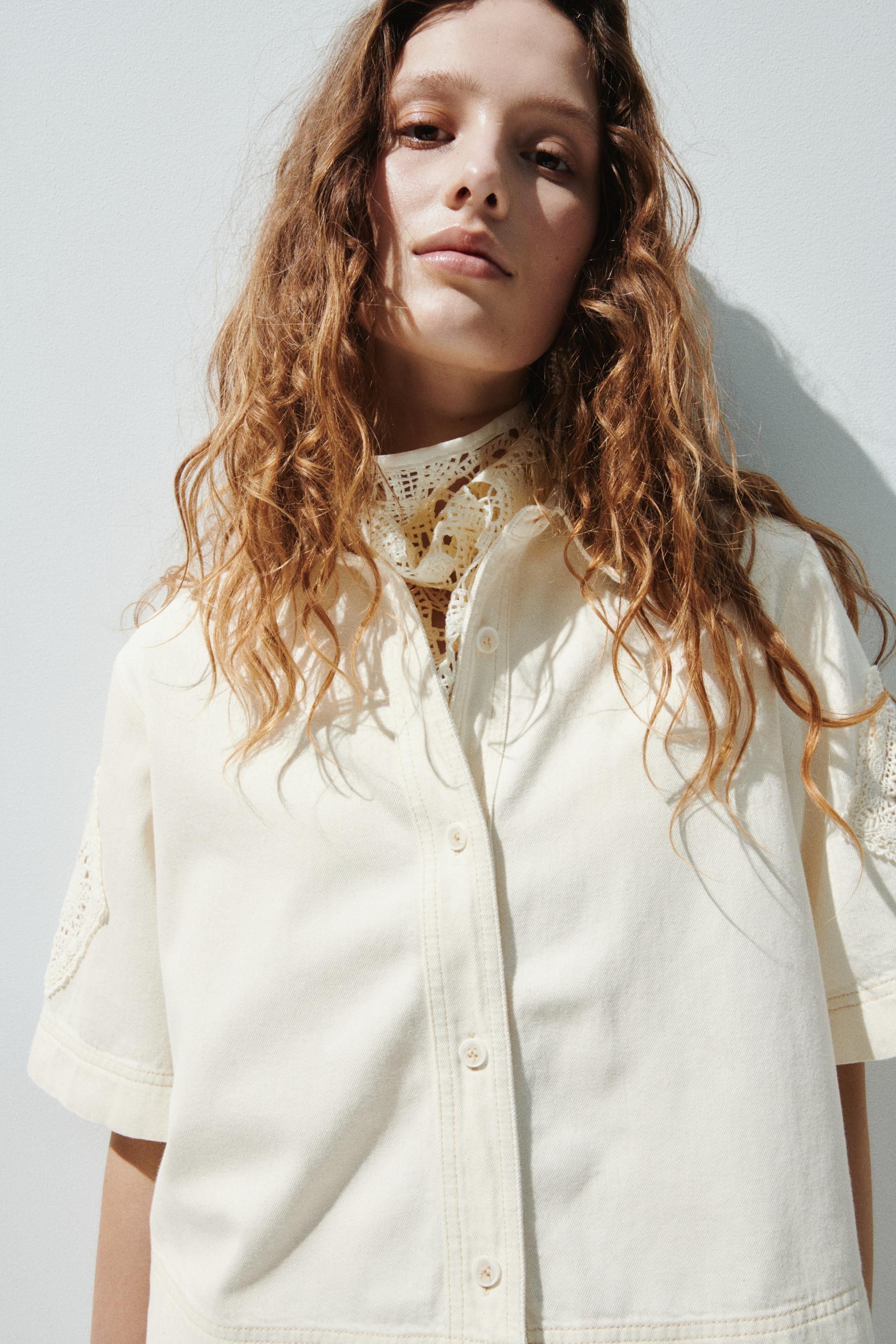 short-sleeved denim shirt