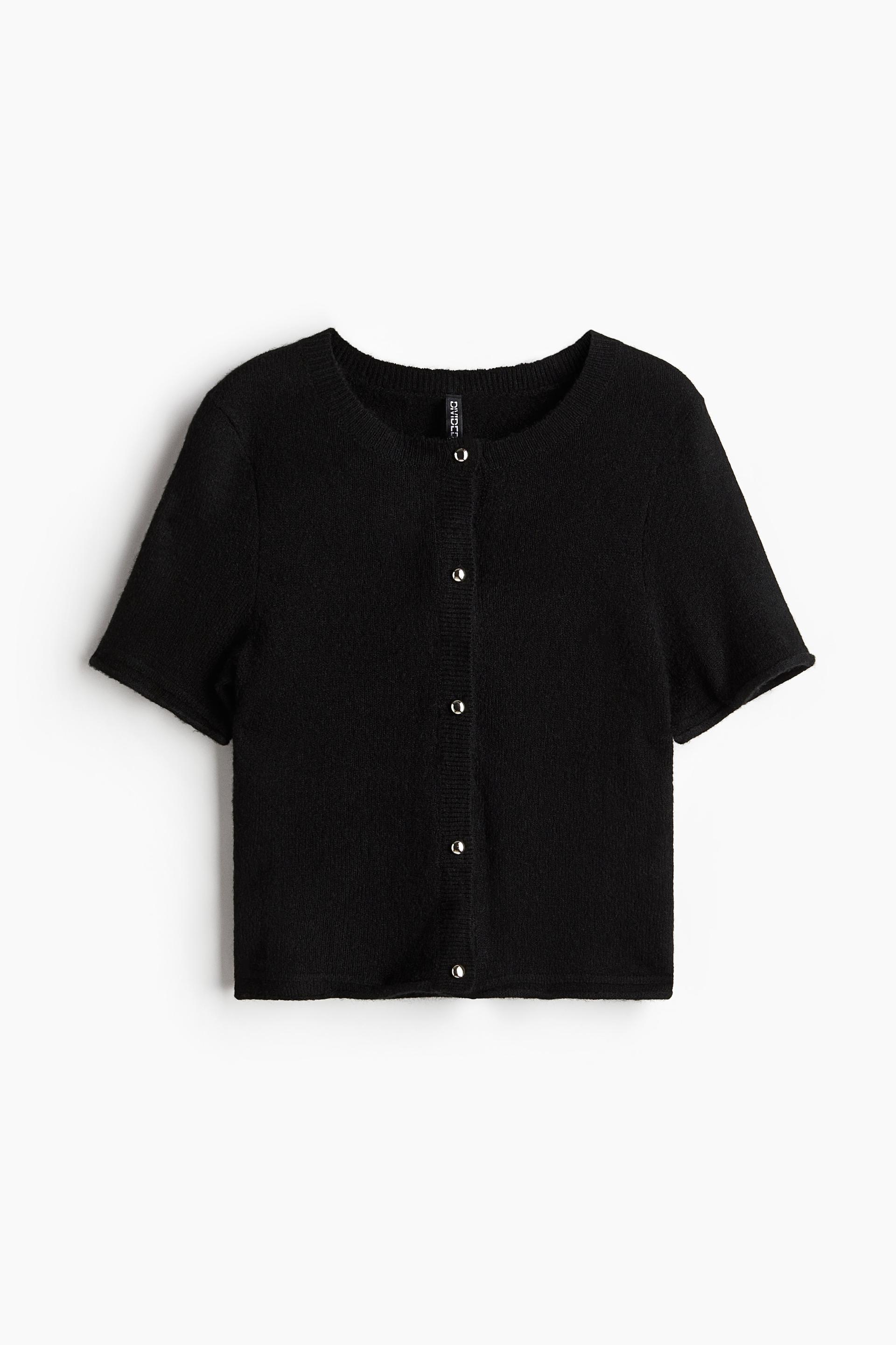 short-sleeved fine-knit cardigan