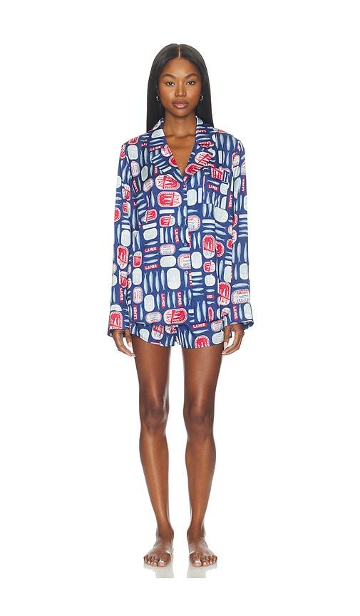 show me your mumu beauty sleep pj set in blue. - size l (also in s, xs, m, xl)