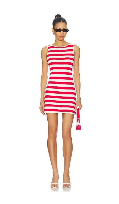 show me your mumu cameron mini dress in red,white. - size l (also in s, xs, m, xl)