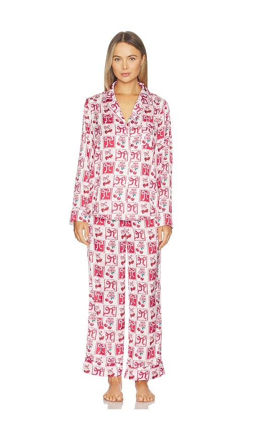 show me your mumu classic pj set in red,pink. - size l (also in xs, s, m)