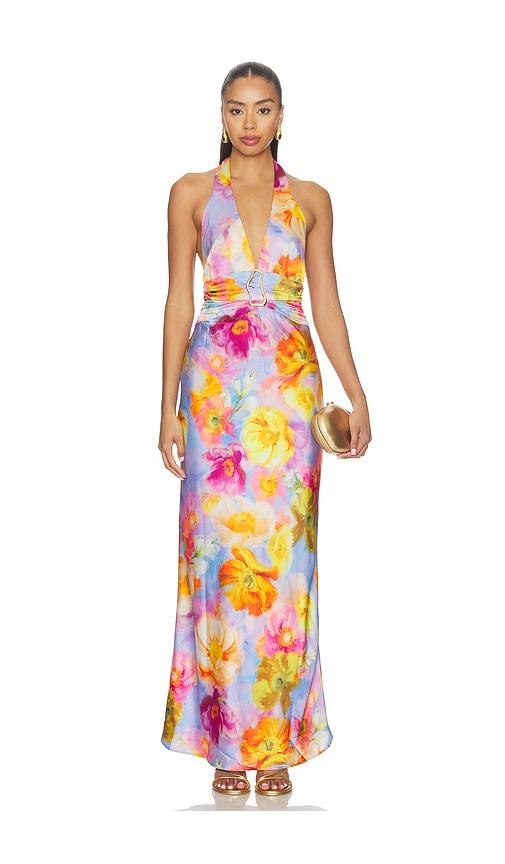 show me your mumu deep v maxi dress in pink. - size l (also in xs, s, m, xl)