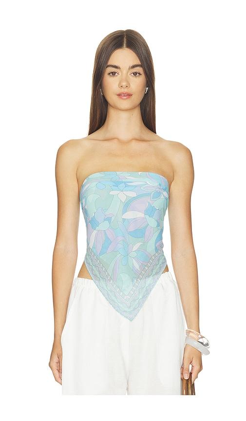 show me your mumu everyday scarf top in blue.