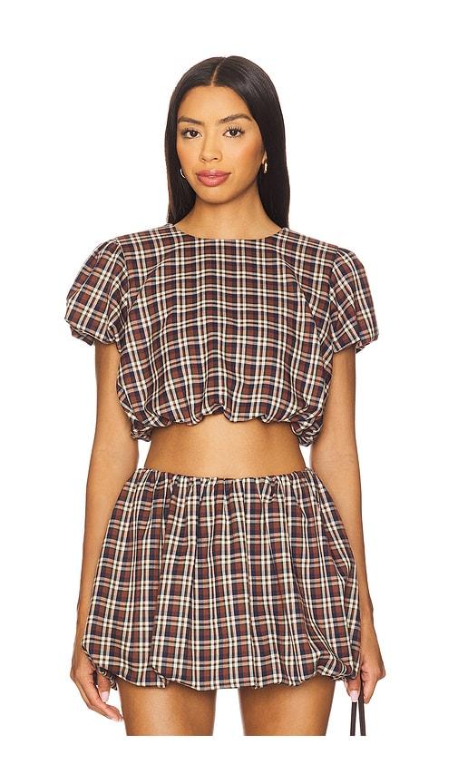 show me your mumu highland crop top in brown. - size l (also in xl)