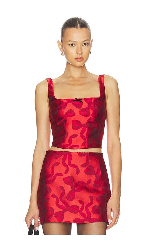 show me your mumu kendra top in red. - size l (also in xs, s, m, xl)