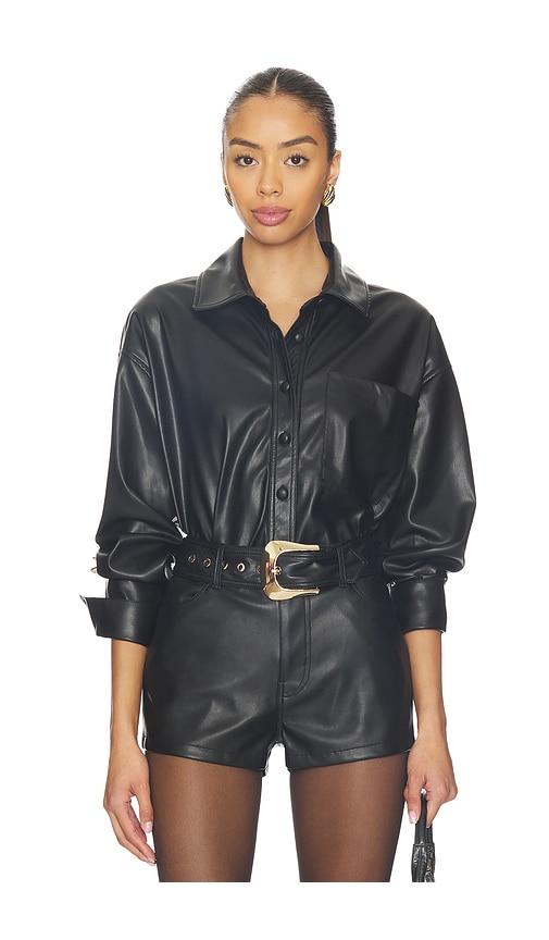 show me your mumu lincoln shirt jacket in black. - size l (also in xs, s, m, xl, xxl)