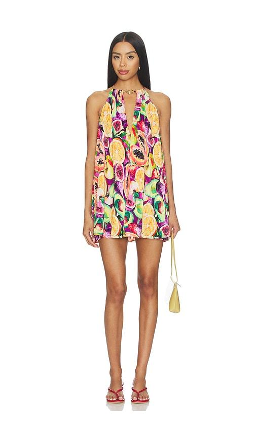 show me your mumu lucille mini dress in orange, pink. - size l (also in xs, s, m, xl)