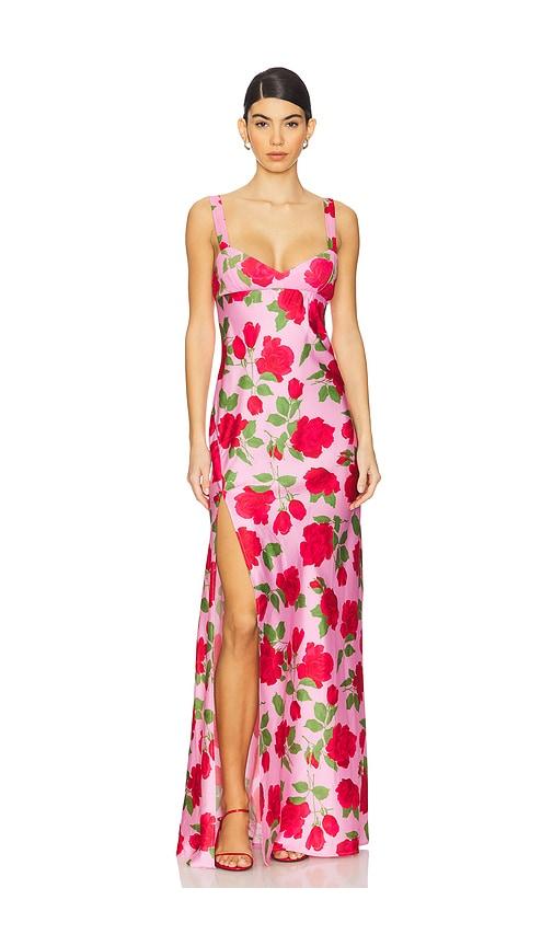 show me your mumu maude maxi dress in pink. - size l (also in xs)