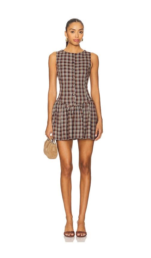 show me your mumu meester mini dress in brown. - size l (also in s, xs, m, xl)