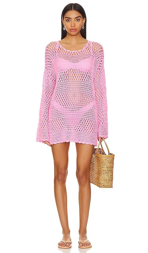 show me your mumu paula pullover coverup in pink. - size l (also in s, xs, m, xl)