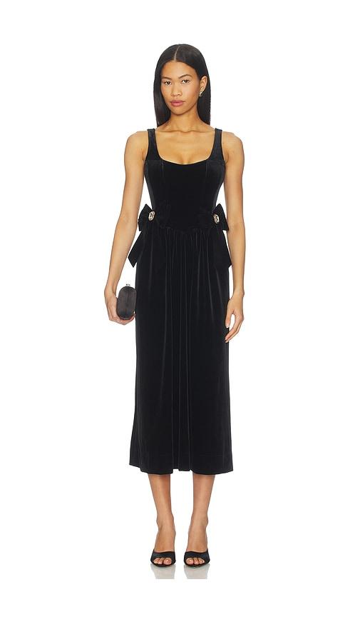 show me your mumu ricci midi dress in black. - size l (also in xs, s, m)