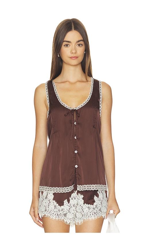 show me your mumu sandra top in brown. - size l (also in s, xs, m, xl)