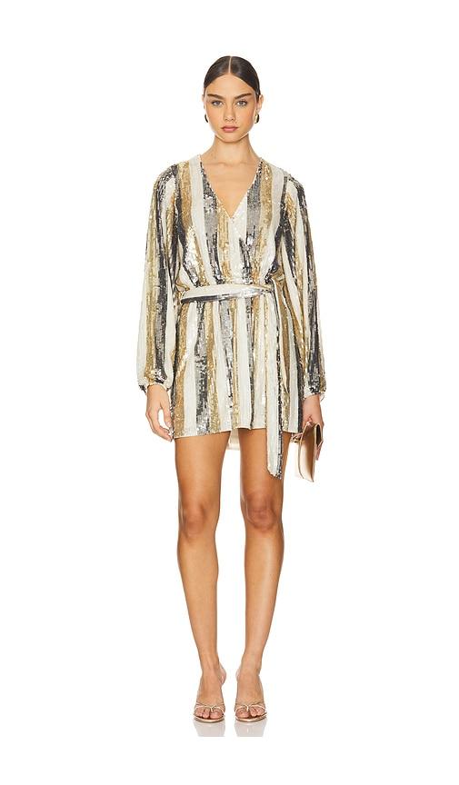 show me your mumu wear me out dress in metallic neutral. - size s (also in xs)