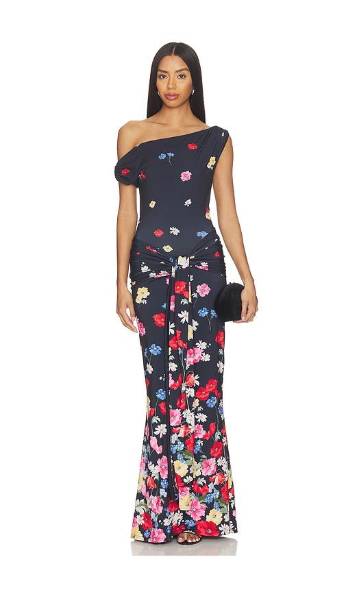 show me your mumu winona wrap maxi dress in black. - size m (also in s, xs, xl)