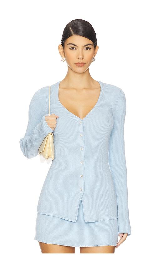 show me your mumu x revolve button up sweater in baby blue. - size l (also in s, xs, m, xl, xxl)